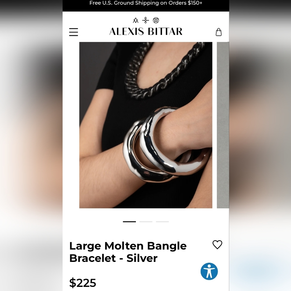 Alexis Bittar large domed silver bangle bracelet